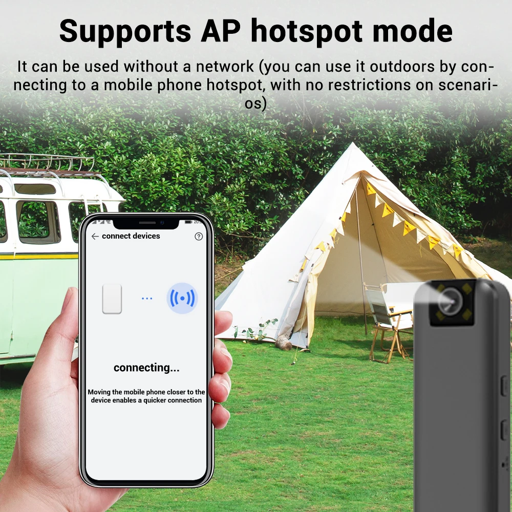 PEGATAH WiFi 5MP UHD Video Body Camera Mini Wireless Body Recorder 180° Flip Rechargeable Portable Cam Camcorder Law Enforcement