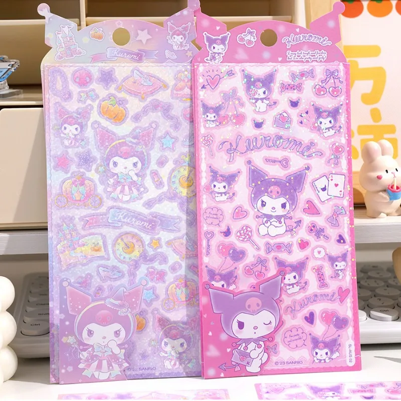 Kawaii Sanrio Kuromi цветная наклейка для вспышки анимация Стиль искусственная чашка Декоративные наклейки для девочек игрушка подарок