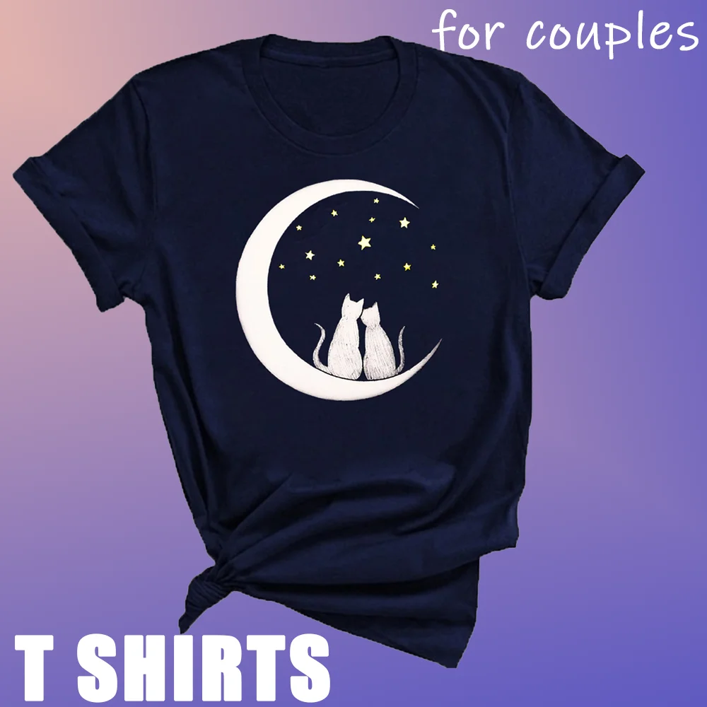 

Loose Summer Casual Home Short Sleeve T Shirts For Couples Print O Neck Tops Clothing Male Female Streetwear Fashion