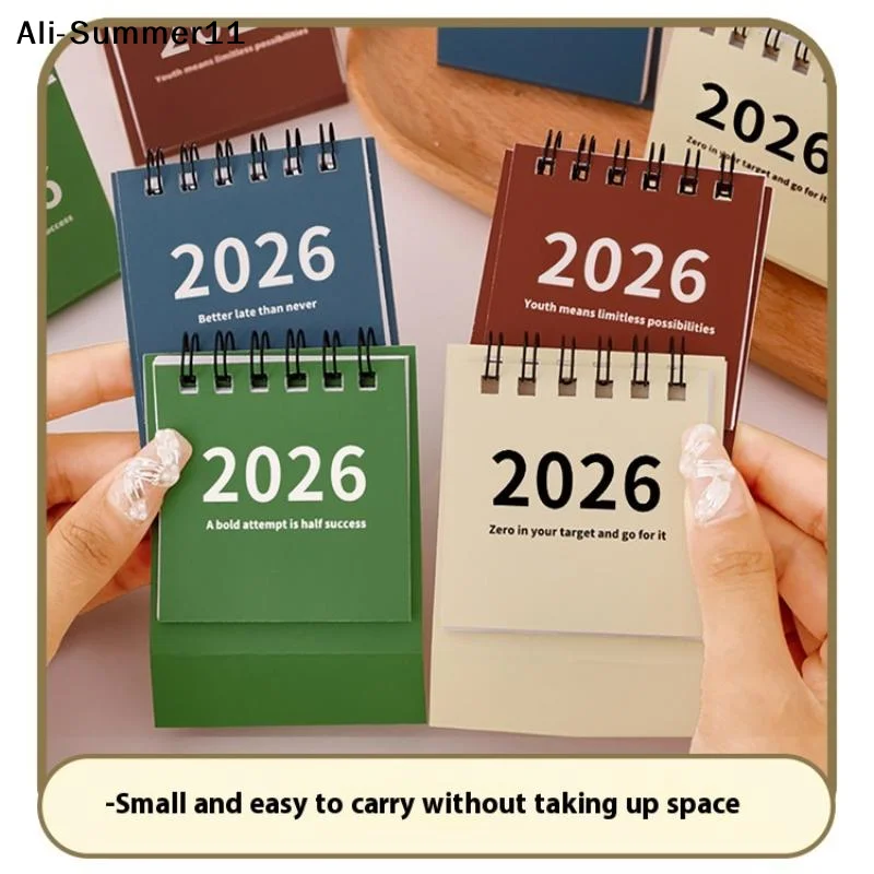【A6L】【WG】2025-2026 미니 심플 캘린더 소형 책상 달력 크리에이티브 코일 캘린더 플래너 데스크탑 장식 사무용품