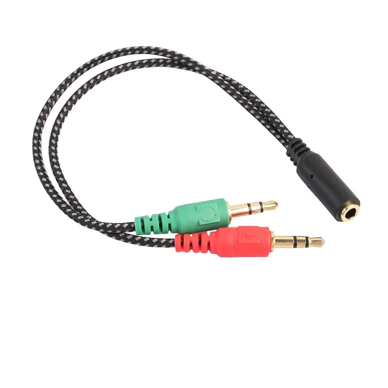 

Premium Audio Conversion Cable 3.5mm Female To 2Male For Headphone Mic Audio Y Splitter Adapter Cable PC OFC Cable