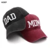 KOEP MOM And DAD Baseball Cap Fishing Caps Men Outdoor Women Washed And Worn Pregnancy Announcement Hats 3D Embroidery 1