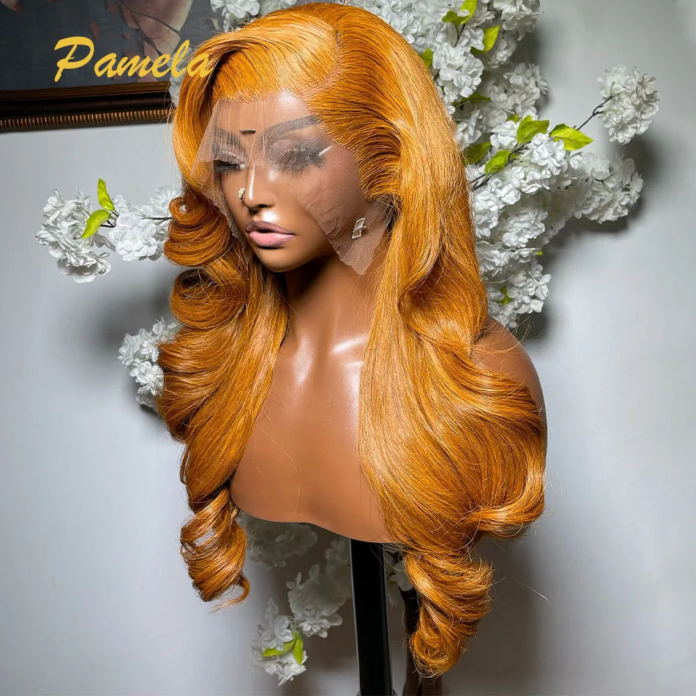 250 Density Body Wave Dark Yellow Color 13x4 Transparent Lace Front Human Hair Gluless Black Cherry Human Hair Ready To Wear