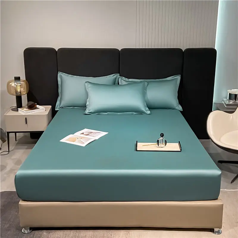 

60s Cotton Fitted Sheet With An Elastic Band Mattress Cover Solid Color Bed Sheet High Quality Long-Staple Cotton Bedspread