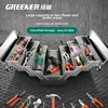 Heavy Duty Stainless Steel Toolbox with 3-Layer Folding and Carrying Handle - Industrial Grade for Home and Car 3