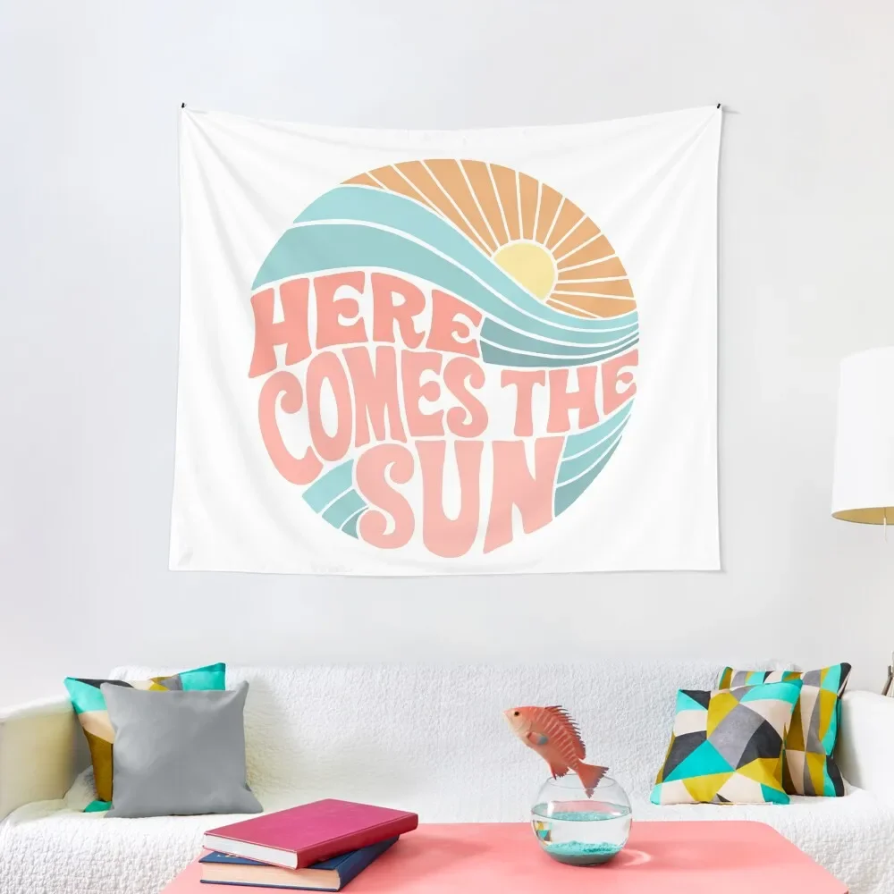 

Pink Groovy Here Comes the Sun Tapestry Room Design Decorations For Room Tapestry