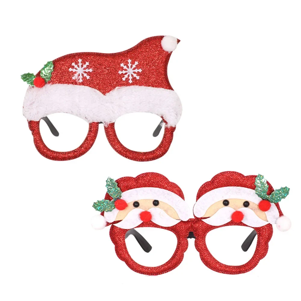 2pcs Christmas Party Decoration Glasses for Adults and Children Taking Photos Deer Antlers Snowman Trees Bow Glasses Festive