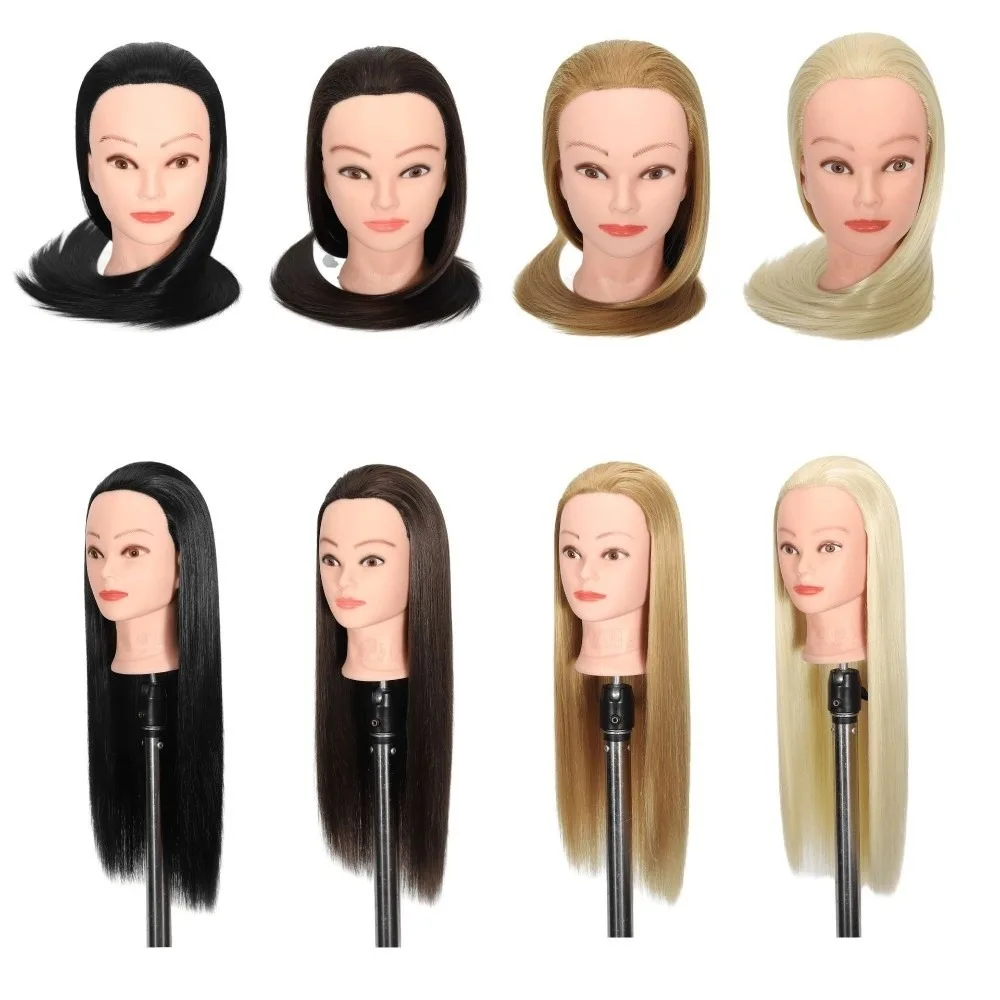 Testa di Manichino Sintetica per Adulti, Modello Creativo con Capelli Lunghi, Testa per Allenamento, Acconciatura Naturale Liscia, Unisex - immagine 5