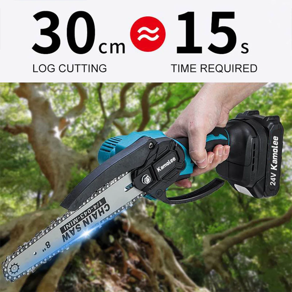 Kamolee 전기 체인톱, 미니 체인톱, 목재 절단기, 정원 가지치기 전동 공구, Makita 18V 배터리용, 24V, 4 인치, 6/8 인치