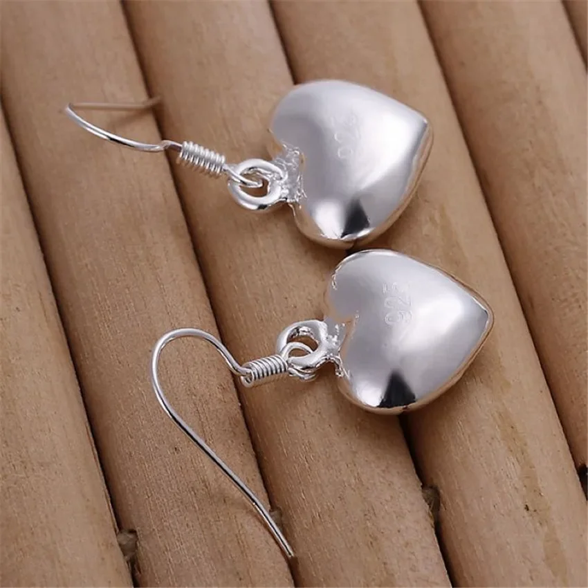 Boucles d'oreilles en argent regardé 925 pour femmes, bijoux fantaisie, boucles d'oreilles en perles de coeur d'amour, cadeaux de couple, recommandation de créateur de tendances