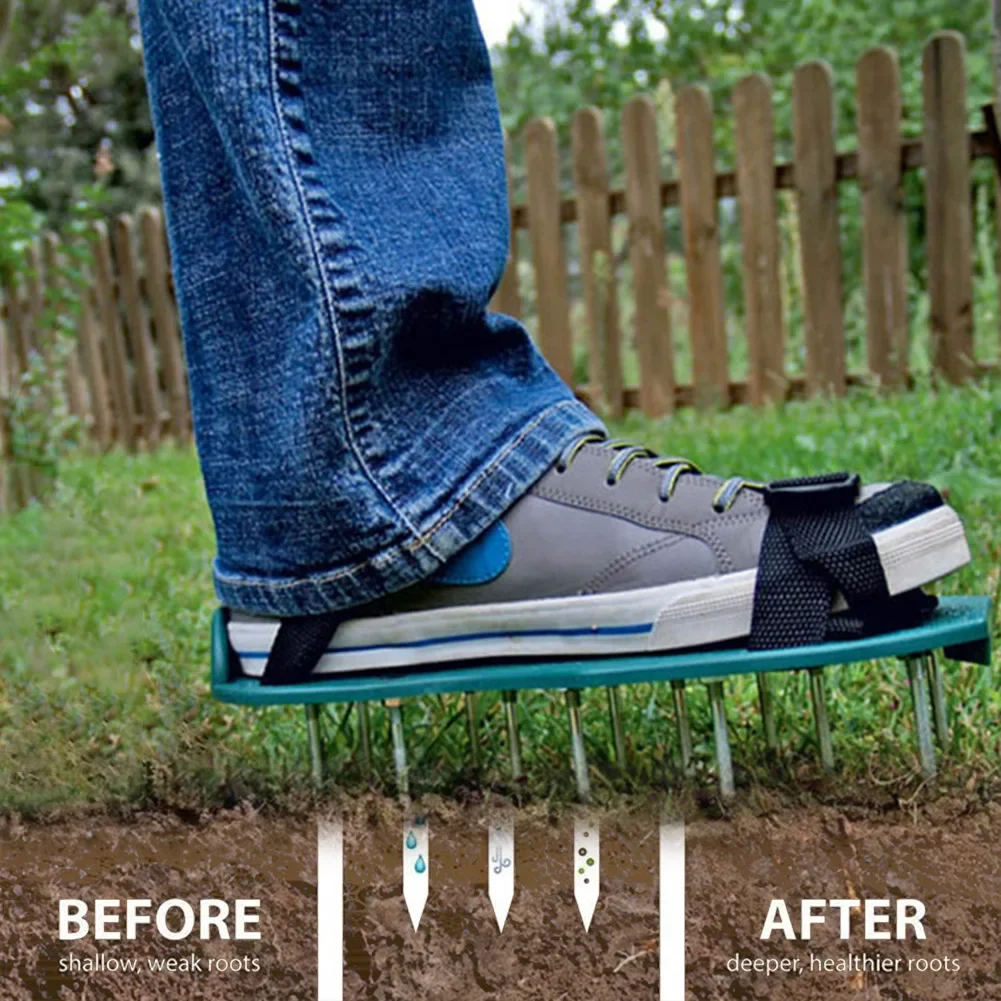 1 Pair Grass Spiked Gardening Walking Revitalizing Lawn Aerator Sandals Nail Shoes Yard Garden Tool Scarifier Nail Cultivator