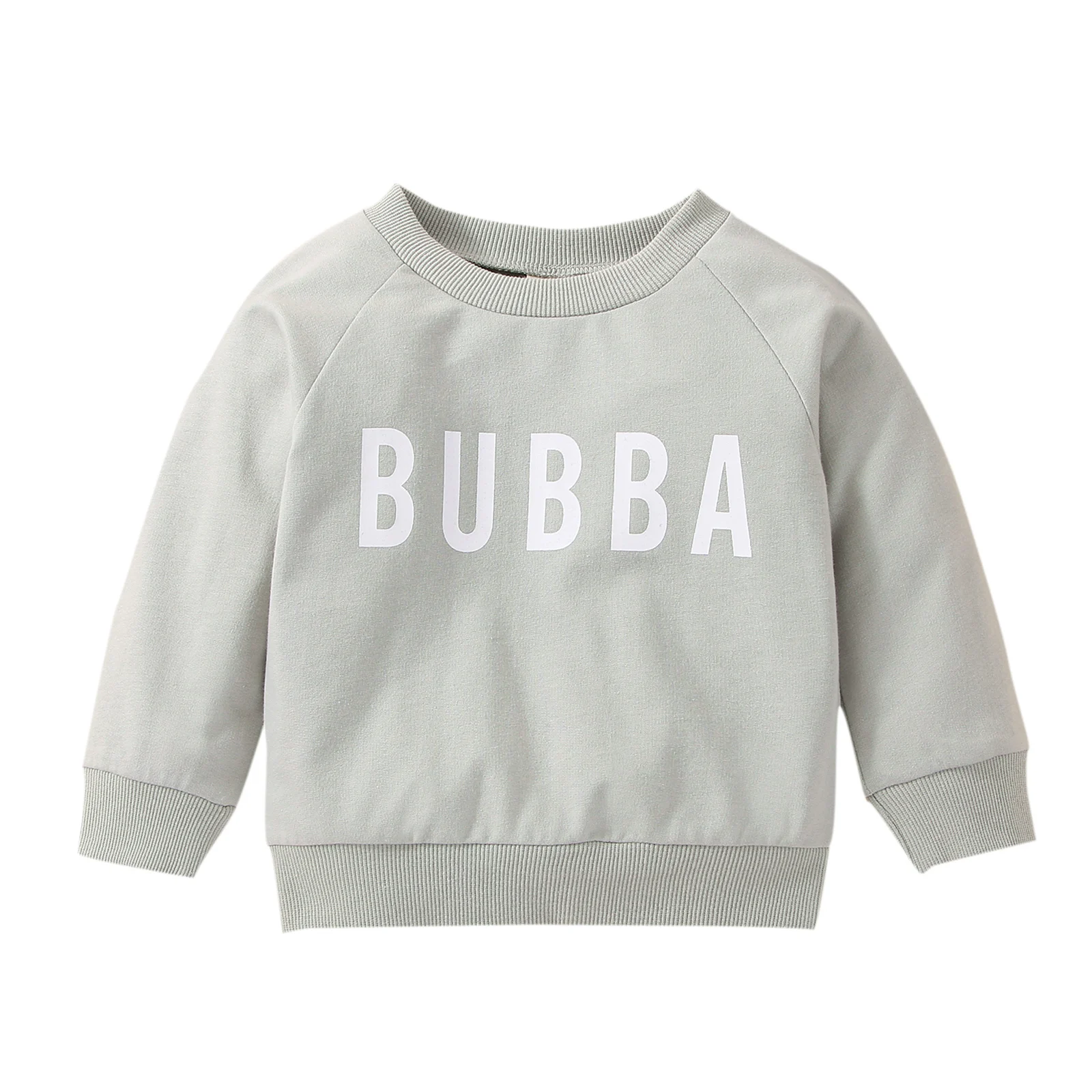 

2022-06-02 Lioraitiin 0-3Years Toddler Girl Boy Casual Pullover Grey Letters Print Crew Neck Long Sleeve Loose Fit Sweatshirt