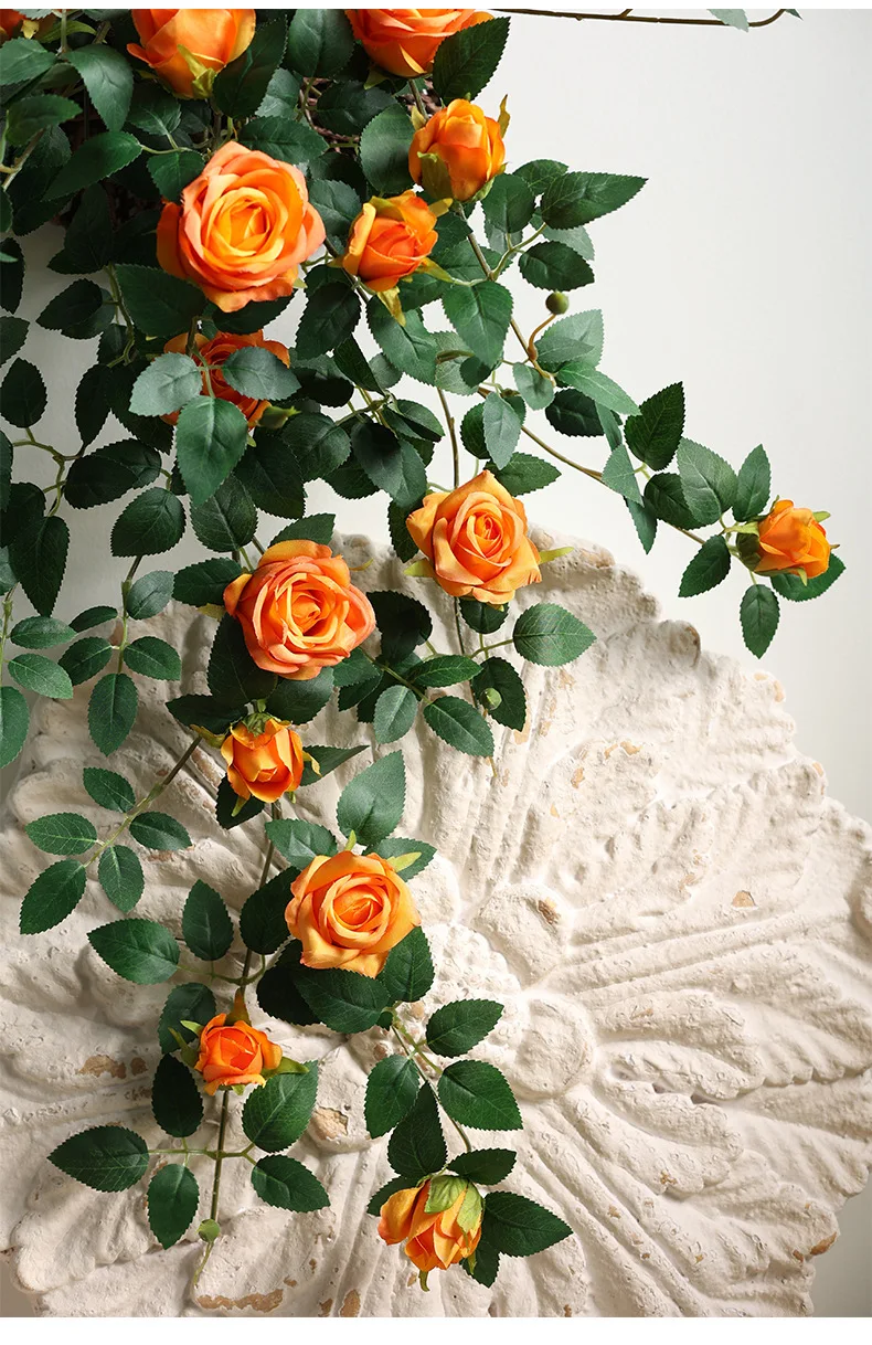 Yannew Boho Künstliche Hängende Rosen Liana Vine Blumengirlanden Wanddekoration Grün für Garten Hochzeit Zuhause Raumdekoration – Detail 10