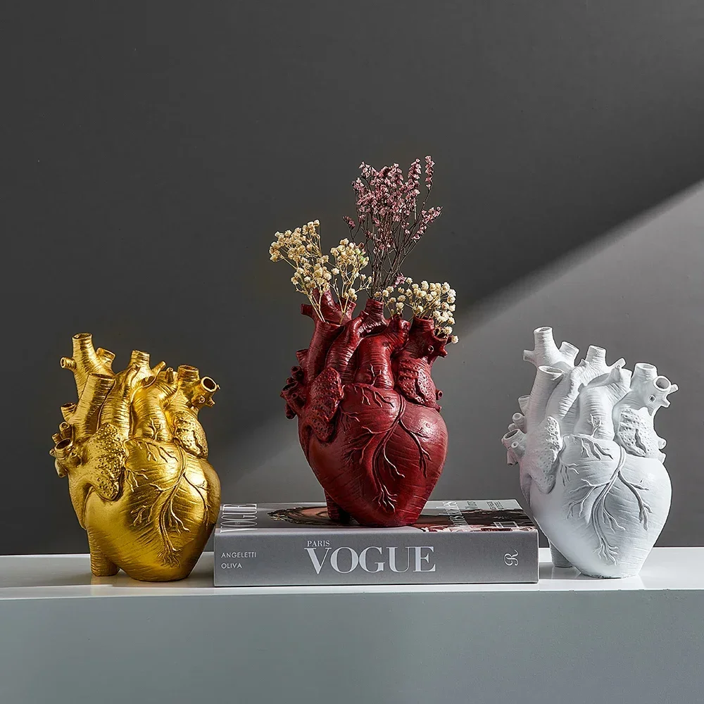 

Ornaments Container Anatomical Body Home Resin Shaped Decoration Sculpture Flower Pot Heart Pots Flowerpot Desktop Vases Dried