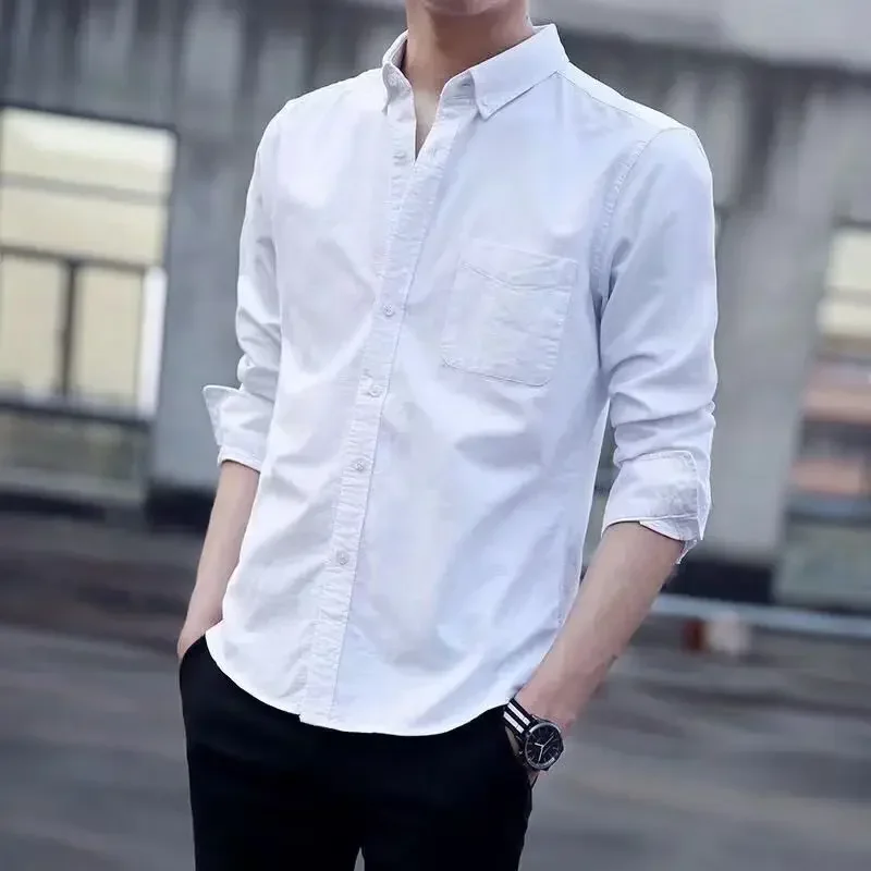 Ropa Hombre Sencillo Tops Camisas y Blusas de Manga Corta para Hombre Oficina con Bolsillo Formal Blanco Normal Slim Fit Nuevo en Asia SI