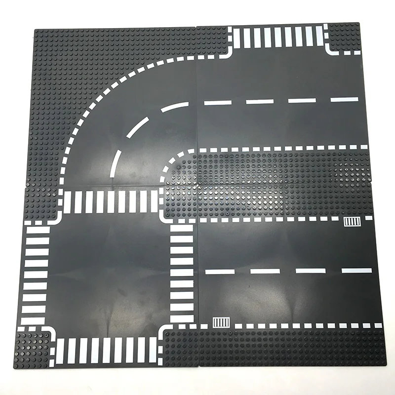 

Classic City Road Street Baseplate Block Straight Crossroad Curve T-Junction DIY Assembly Building Blocks Parts Base Plate Gift