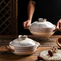 Casserole de cuisine rétro japonaise avec couvercle, poêle à Leurs oût, soupe en céramique, cuisson, bomicrophone optique, pots astronomiques 1