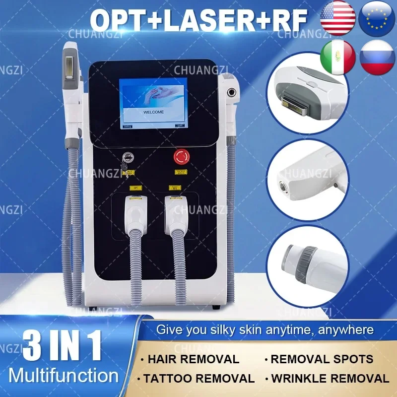 3 in 1 OPT IPL Profession Laser Hair Remove Machine Pico Nd-YAG Tattoo Remove Machine Smooth wrinkles Epilation Facial Equipment