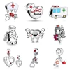 Fine 925 Bracelet Accessories Fit European Silver Plated Charms Dentist Nurse Tooth Stethoscope Diy Bead For Women Men Jewelry 5