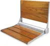 18" ADA Compliant Folding Serena Teak Wood Shower Bench Seat, Clear Coated for Extra Protection and Smooth Modern Finish 1
