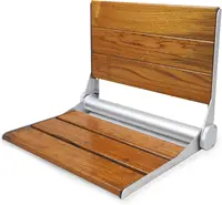 18" ADA Compliant Folding Serena Teak Wood Shower Bench Seat, Clear Coated for Extra Protection and Smooth Modern Finish 1