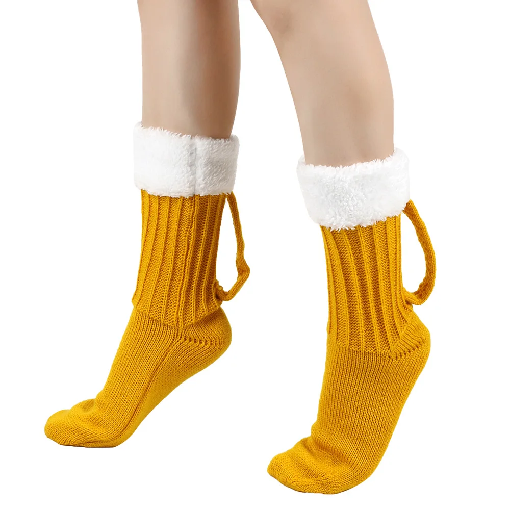 Dicke Bierkrug-Socken für Damen und Herren, Herbst und Winter, gestrickte Fußabdeckung, weiche Bodensocken, warme Mittelrohrsocken, EU 36–42 – Detail 13