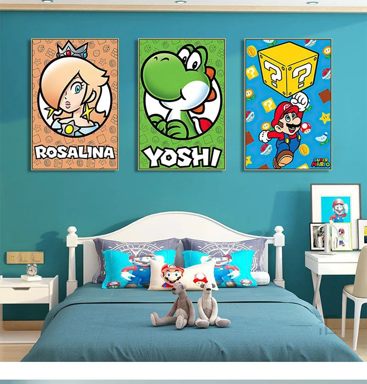 スーパーマリオブラザーズのアニメのポスター,ヨッシー,部屋の