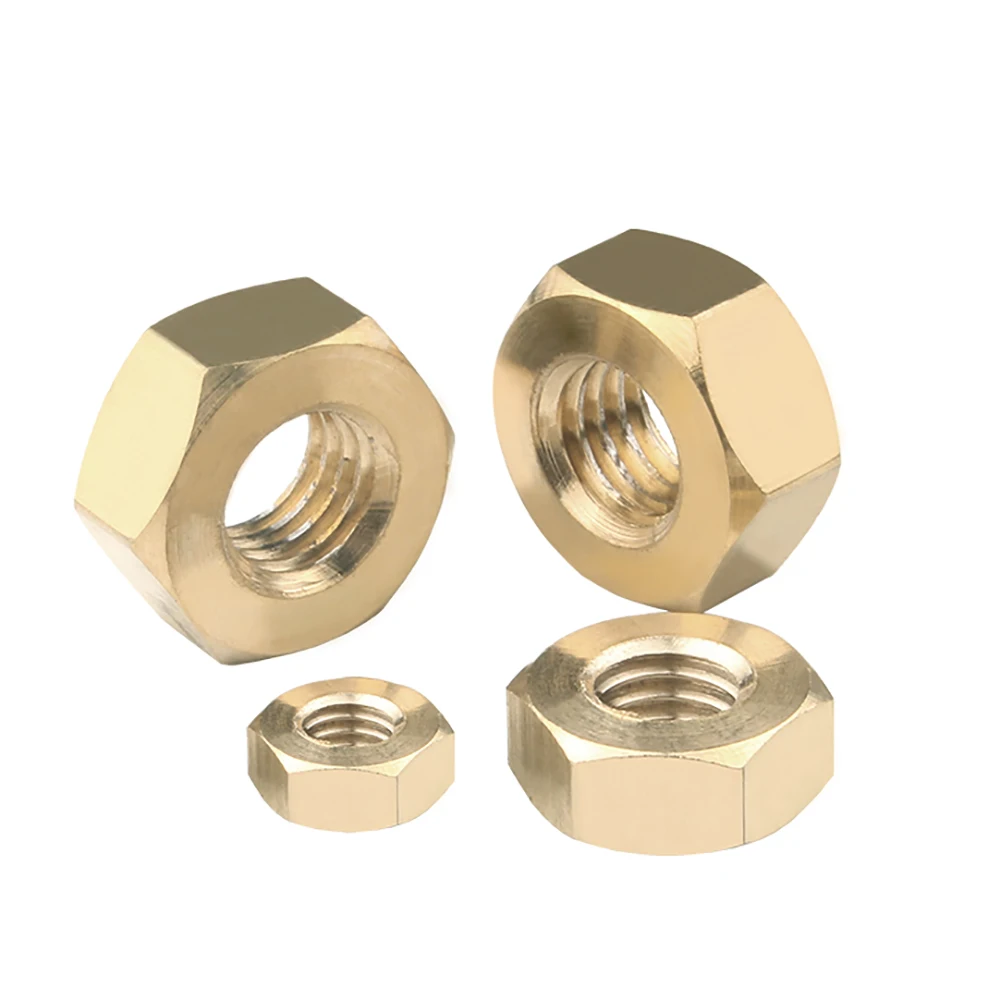 DIN934 Solid Brass Copper Hexagon Nut M2 M2.5 M3 M4 M5 M6 M8 M10 M12 M14 M16 M18 M20 M22 M24 Screw Bolt 1/5/10/20/50pcs hexagon nuts