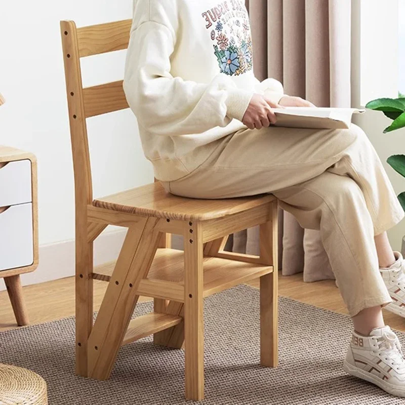 4 Step Ladder Stool Wooden Foldable Portable Ladder Stool Household Multifunctional Ladders Multipurpose Modern Stools Home