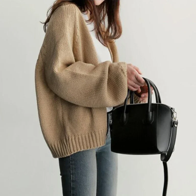 Women Knitted Cardigan Sweater Jacket V Neck Casual Office