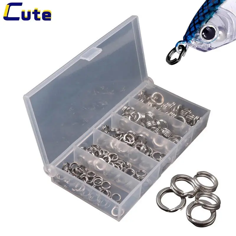 200PcsBoxFishingRingsStainlessSteelSplitRingsHighQuality