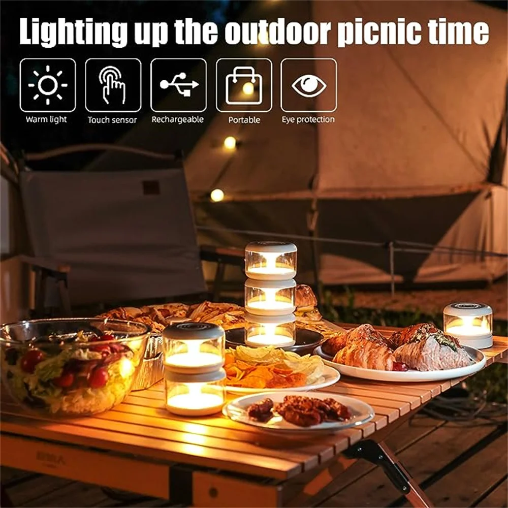 Description Picture 3 of itemPortable LED Nightlight, Candle Light, Three-Light Wireless Charging Base, Touch Switch Bathroom, Living Room, Bedroom, Camping