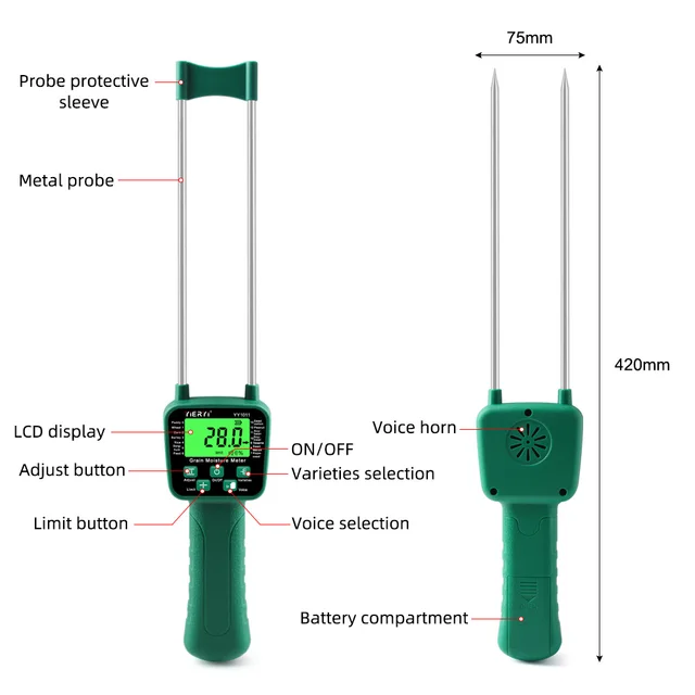 Misuratore Di Umidità Digitale Per Cereali, Display LCD Multifunzione AR991 Misuratore Di Umidità Per Cereali Analizzatore Di Contenuto D'acqua Per Grano, Mais, Riso, Arachidi, Soia