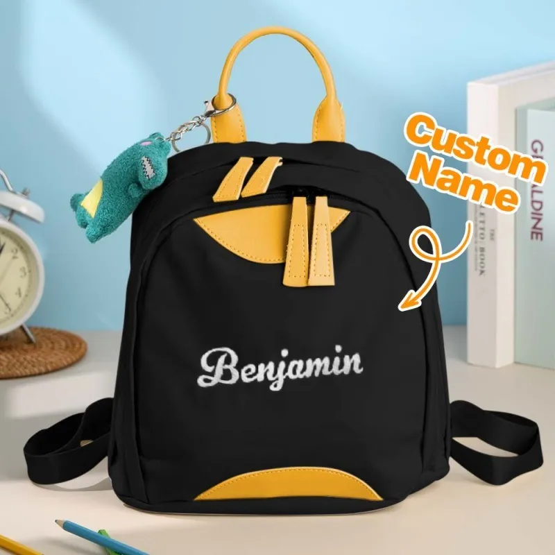 Customized Embroidered Name Lightweight Backpack Personalized New Color Blocking Student Backpack Cute Girl's Class Schoolbag 2