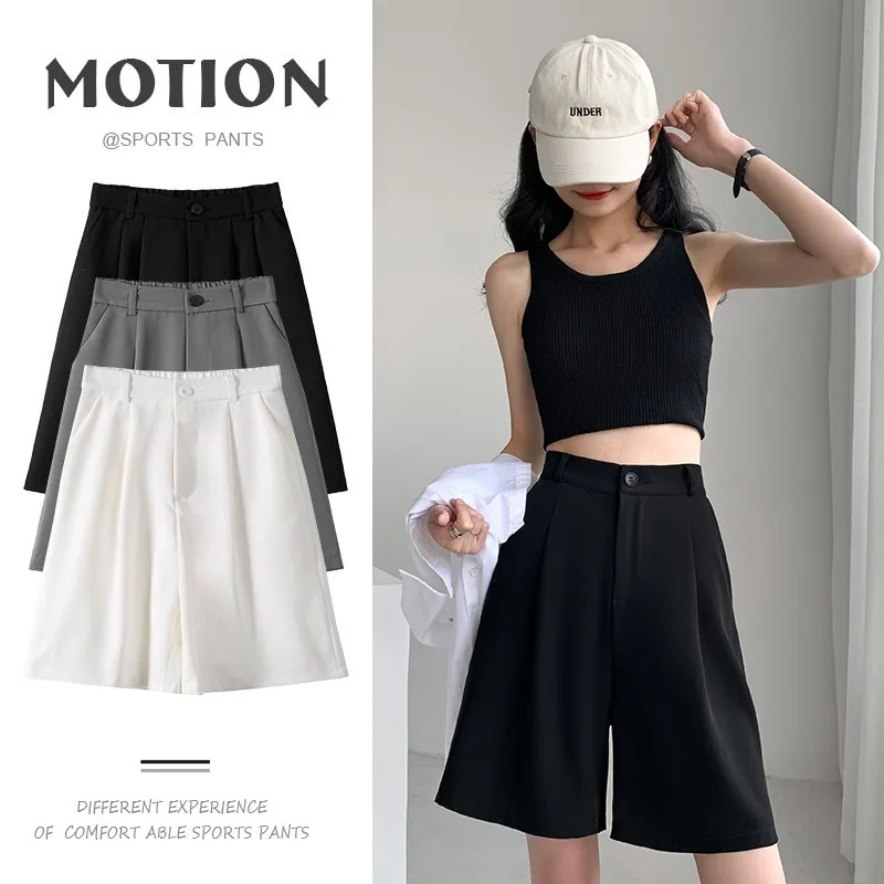 

Women Summer Suit Shorts Draping Loose Five-minute Trousers High Waist A Word Wide-legged Shorts Fashion Casual Women Clothing