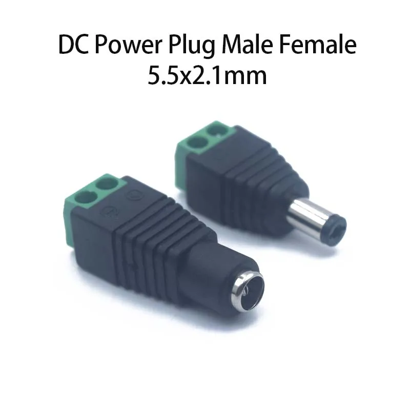 DC Terminal Connector ชายและหญิง 2pin ปลั๊ก DC อะแดปเตอร์ 5.5x2.1 มม.แจ็คปลั๊กสําหรับ LED Strip กล้องวงจรปิดกล้อง 1