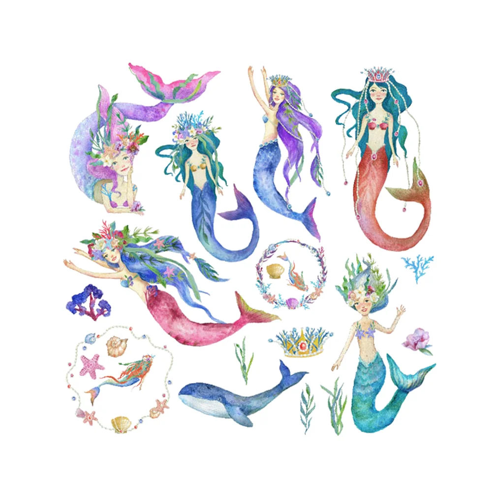 

Cartoon Mermaid Wall Stickers Children Room Layout Reflective Free Collage Sticker Home Decoration Kids Room Wallpaper Mural