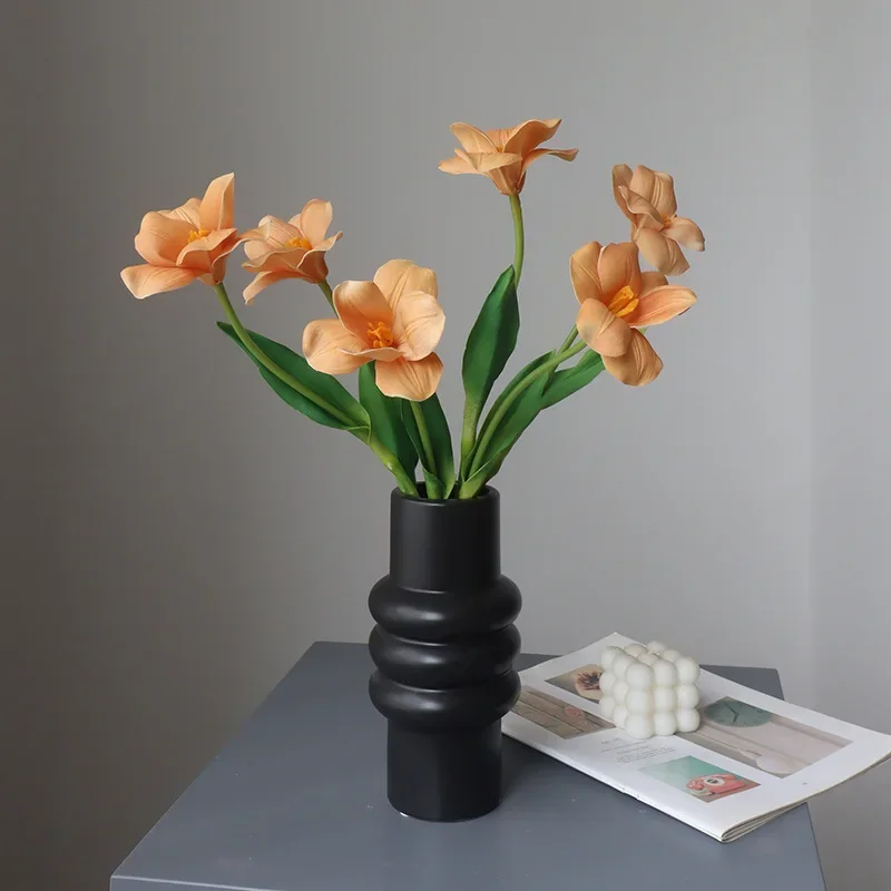 

10Pc Open Flower Petal Large Tulip PU Feel Artificial Flowers Home Decoration Realistic Flower Tulips Wedding Party Decor Floral