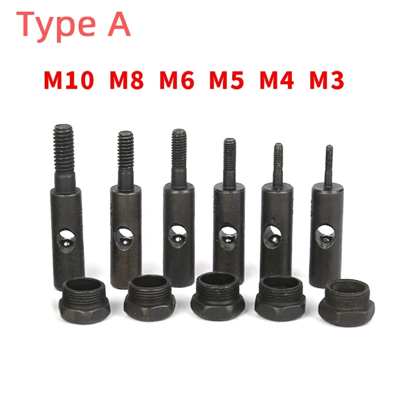 M3 M4 M5 M6 M8 M10 M12 Manual Nut Rivet Gun Nose Assembly Piece Hand Riveter Tool Head Tips Mandrel Alloy Steel Pull Rod