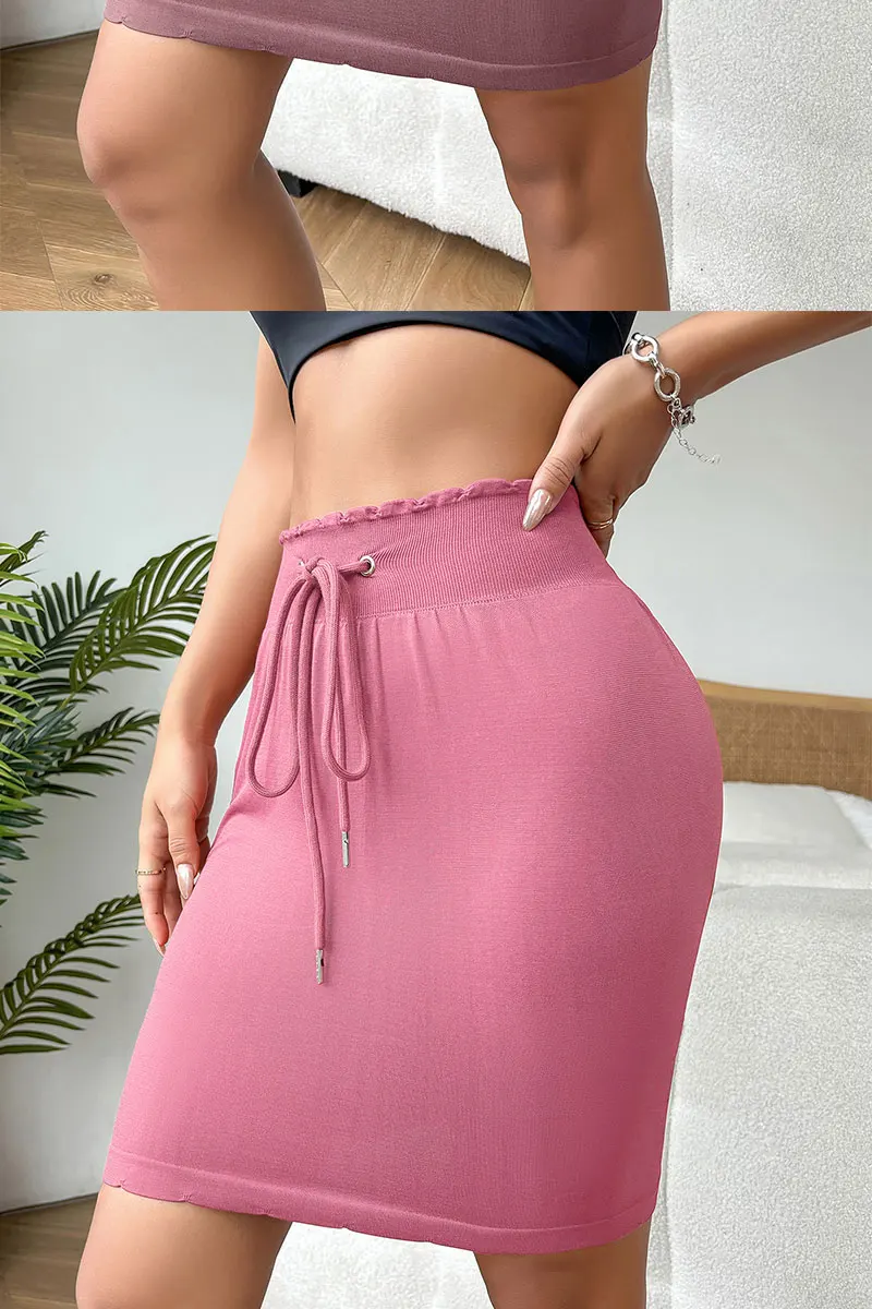 Description Picture 5 of itemPetticoat Women Drawstring Wrap Hip Skirt Pants Peplum Yoga Running Fitness Skirt Pants Waist Slimming Shaping Skirt