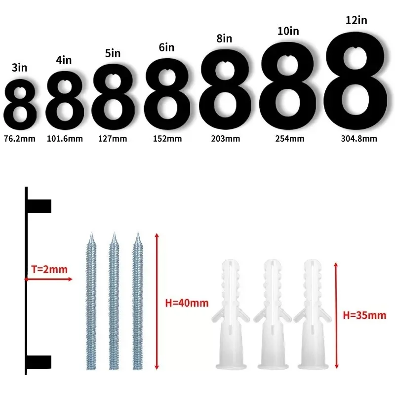 House Number Signs House Numbers Number Plate 15/20/30cm Floating Stainless Steel Screw Install Address Sign Doorplate Plaque For Outdoor Home Street