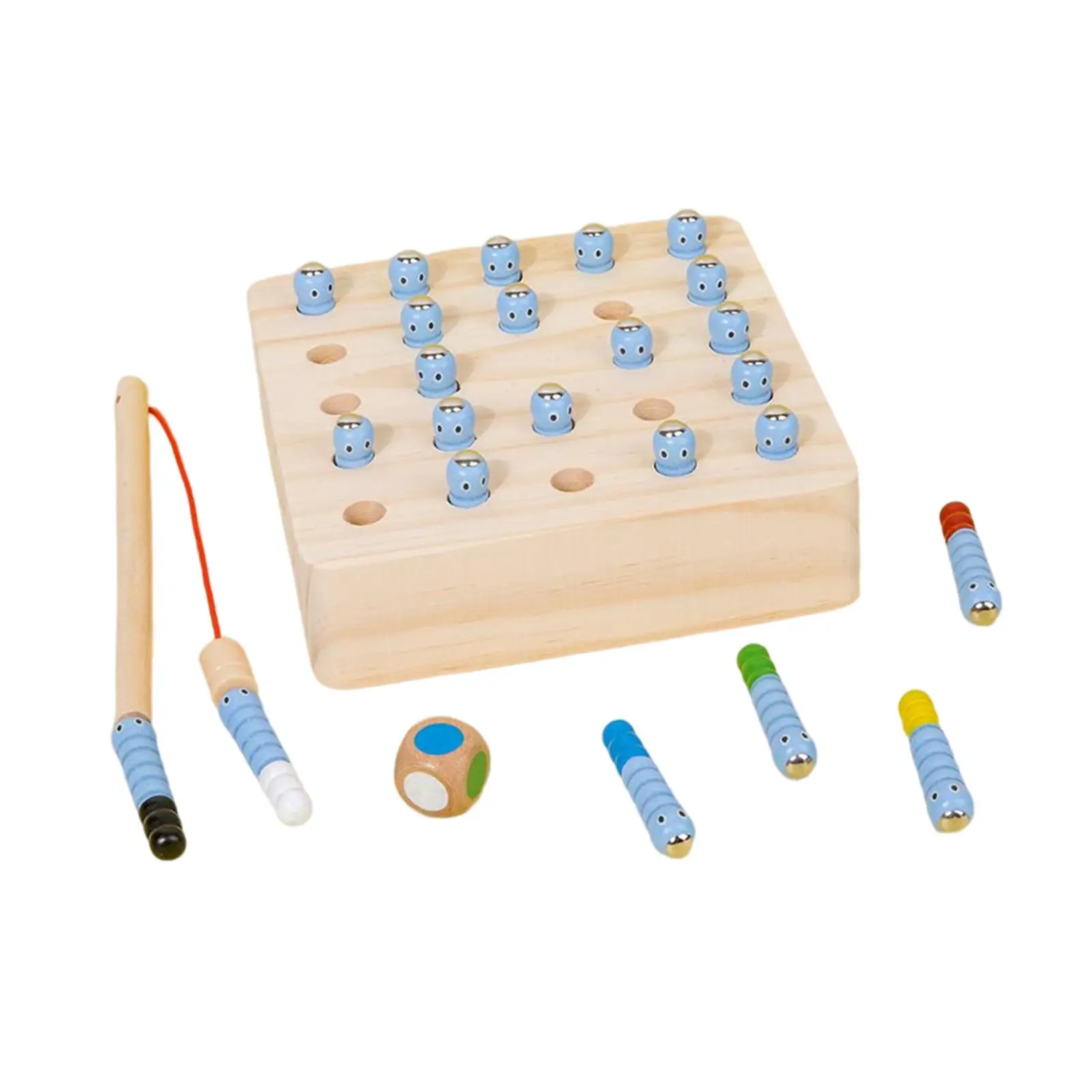 

Wood Montessori Catching Worm Early Learning Busy Board Board Game Preschool Gift Wooden Fishing Game Toy for Toddler Kids