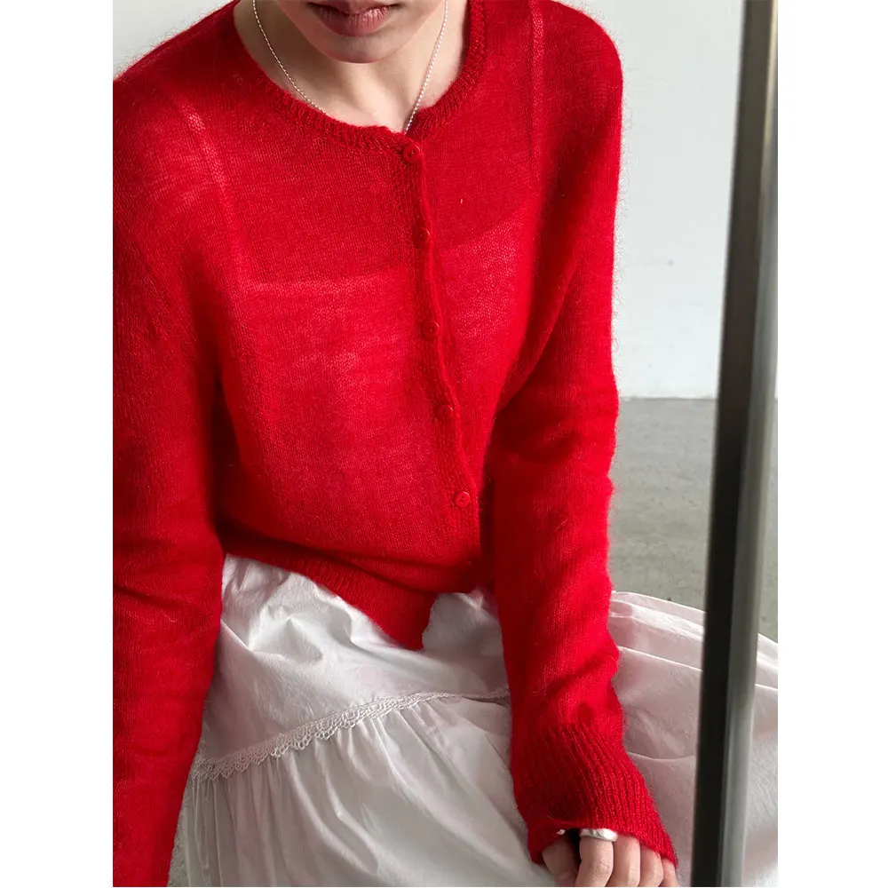 2026 Wool And Mohair Material Women Sweater Hollow Out Design Knitted Thin Cardigans Clothes Tops For Women Soft Sweater - 6