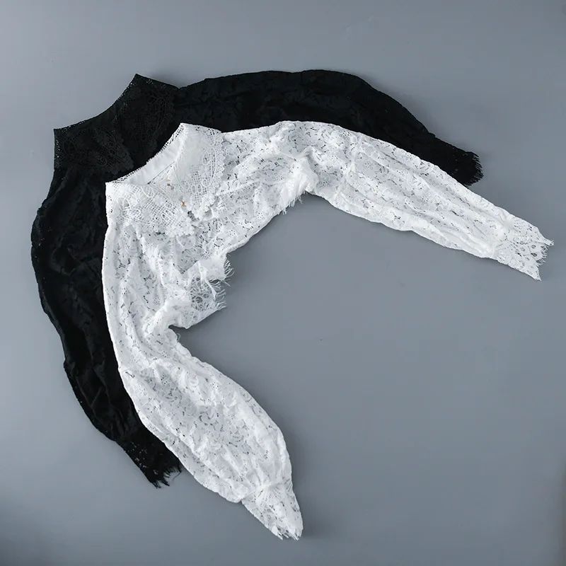 Damen-Langarmshirt mit gefälschtem Kragen, Schichtung, Überzug, Anti-Exposition, Sonnenschutz, Oberteil für Kleider – Detail 10