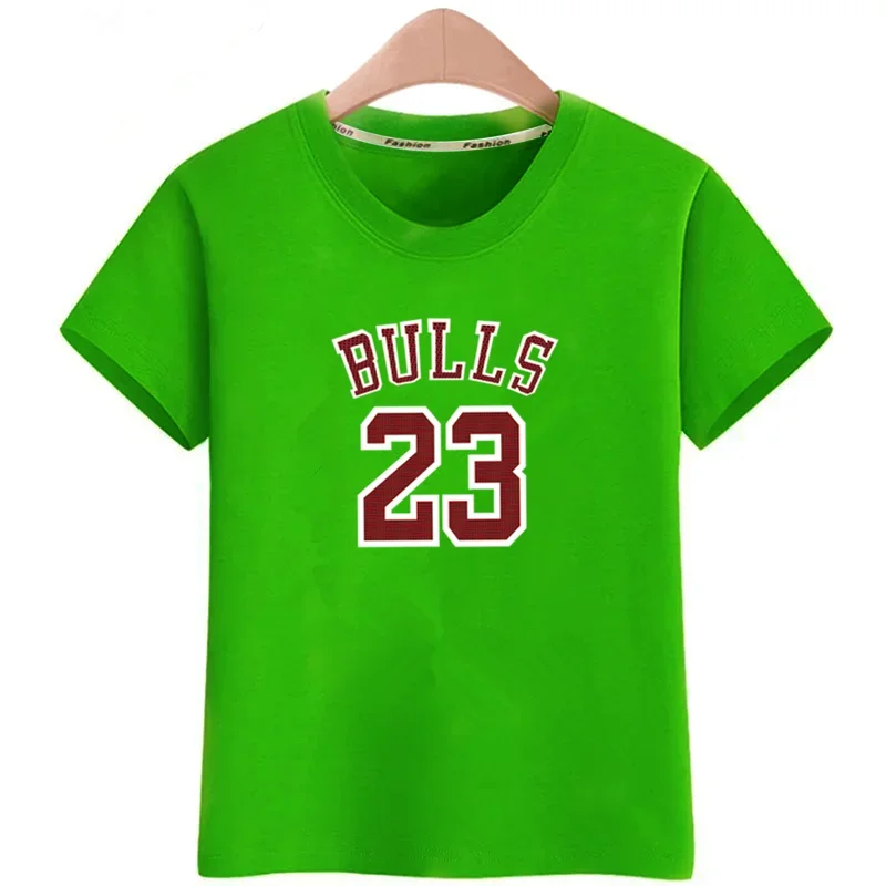 Sports Basketball Peripherals Short Sleeved Trendy T-shirt for Children Cotton T-shirts for Boys and Girls 3T-14T Top T-shirt