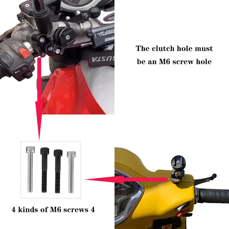 Motorcycle Clutch Mobile Phone Bracket For M6 Screw Hole Installation Navigation Quick Locking Bracket Equipped With Adaptive