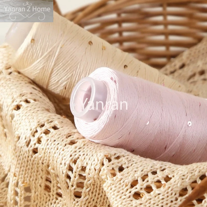 3pcs 텐셀 스팽글 원사 무지개 빛깔의 밝은 실크 실 DIY 손으로 짠 스웨터 재킷 고급 원사 여름 레이스 면사 와이어링