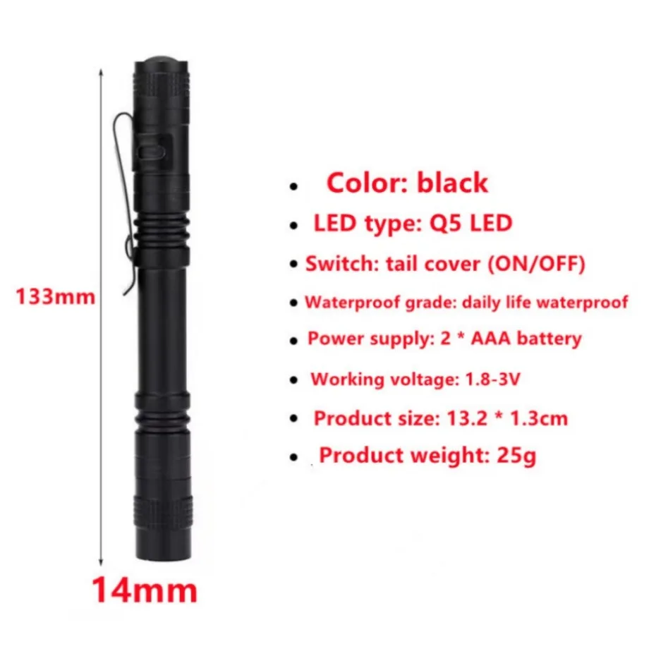 D5 LED Flashlight Pen Light Mini Portable 1000 lumens Switch Mode led  flashlight For the dentist and for Camping Hiking Out AliExpress