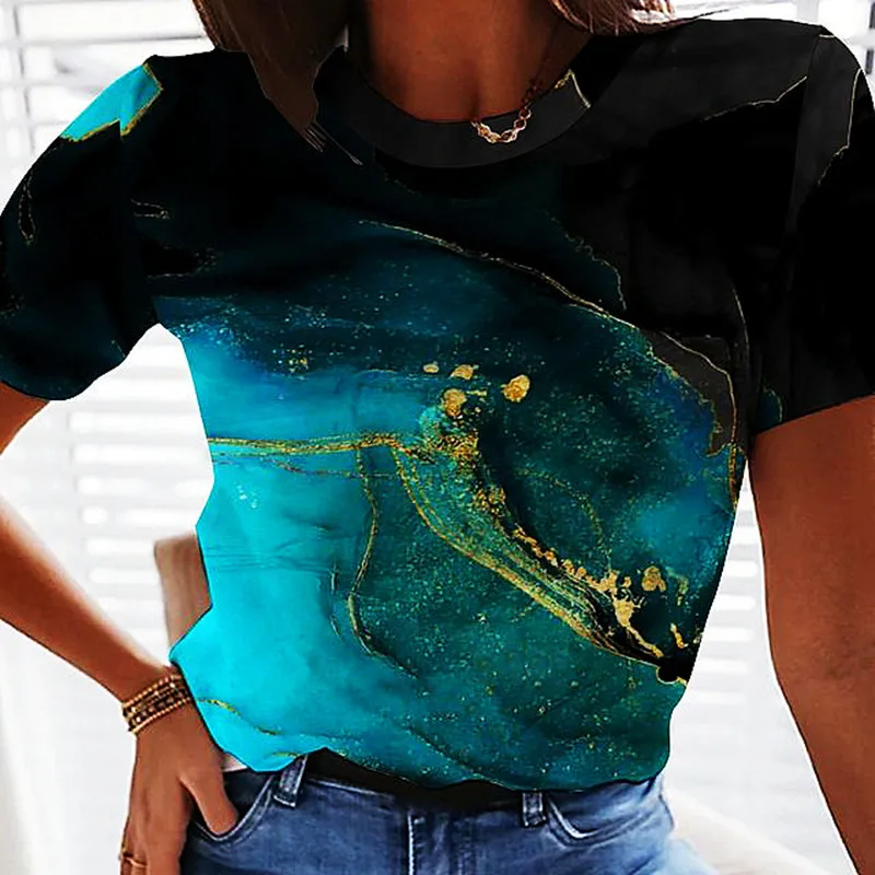3d printed t shirt women retro abstract y2k high quality short sleeve casual clothing new summer 2022 vintage graphic tees Tees