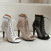 Women Dance Shoes Stilettos High Heels Latin Dance Boots Fish Mouth Mesh Plus Size For Ballroom Dancing Shoes Adjustable instep 2